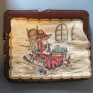 Vintage Needlepoint Purse with Rocking Chair Design